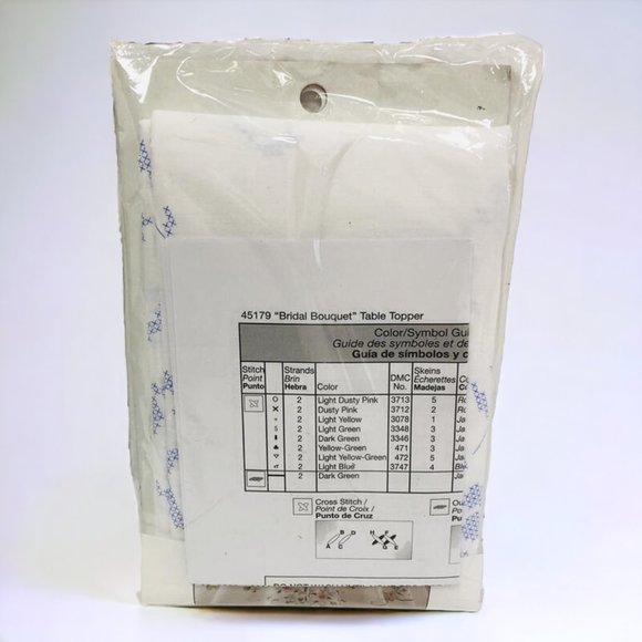 Bucilla Plaid Table Topper Bridal Bouquet Stamped Cross Stitch Kit - Picture 3 of 3